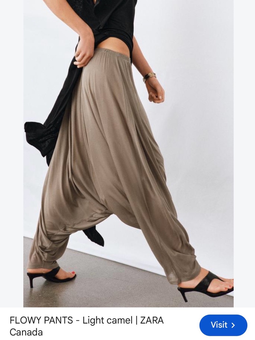 Zara Light Camel Wide-Leg Harem Pants
